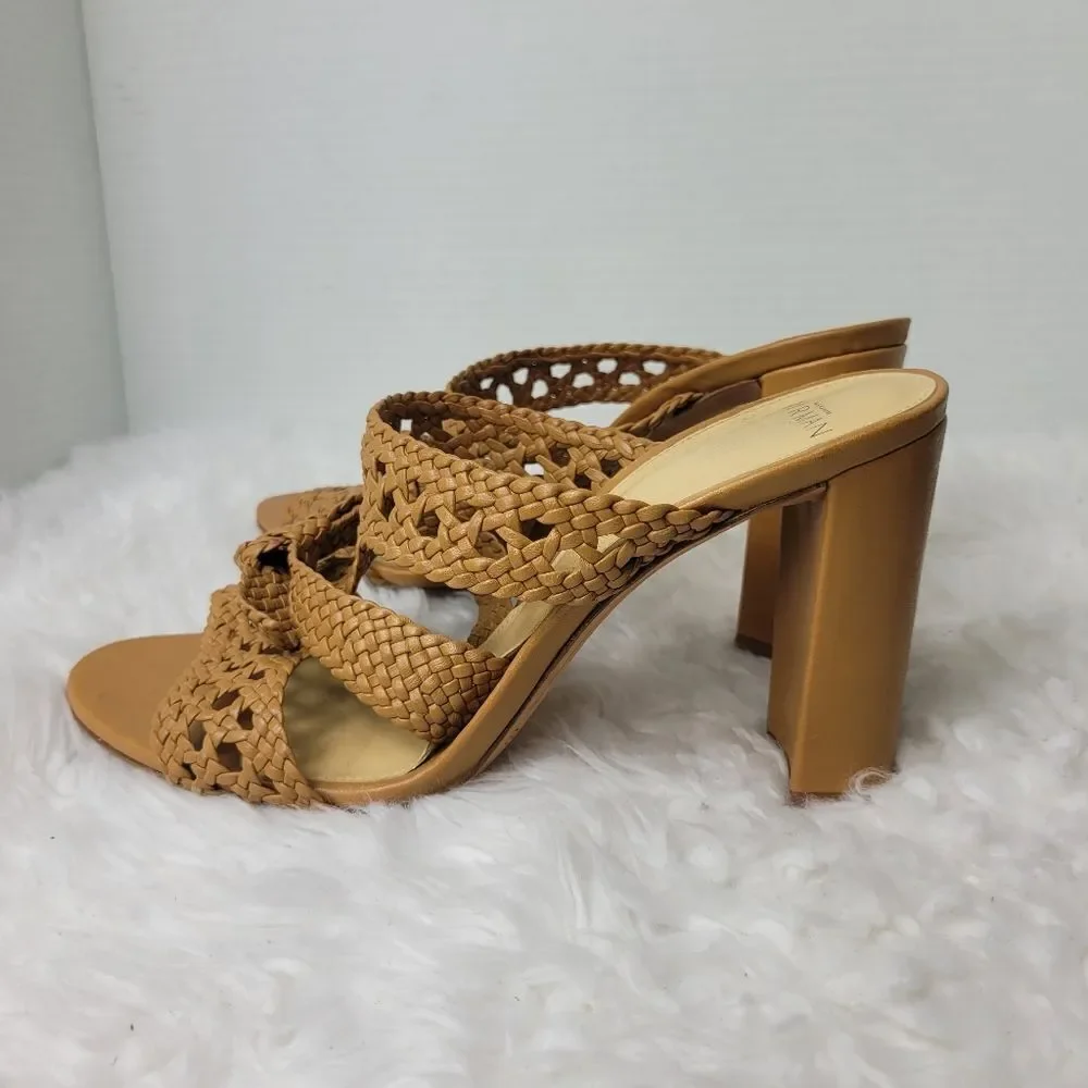 Alexandre Birman Clarita Women's  Sizs 10.5 Braided Block Heel Mule Sandals
